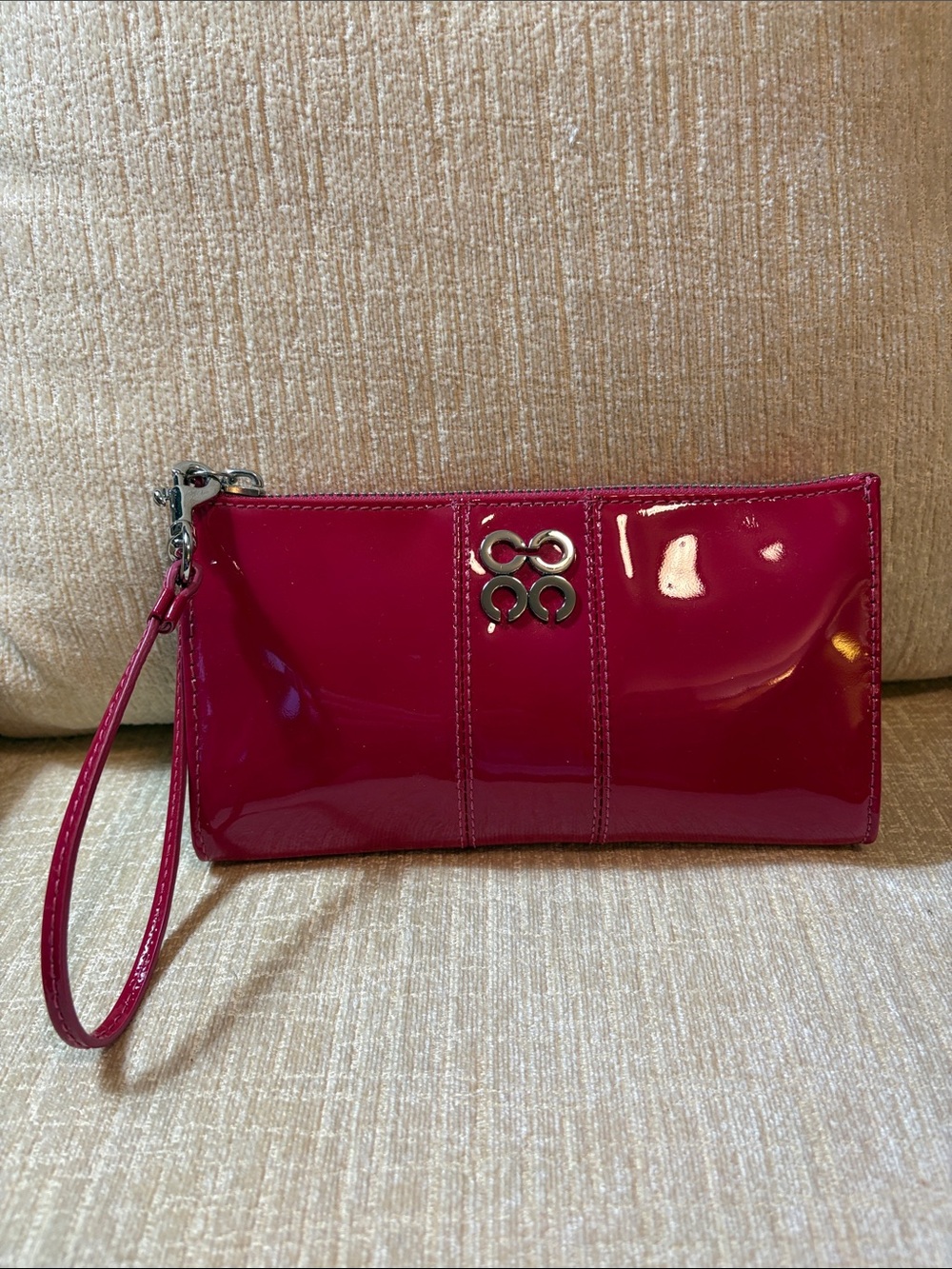 Rare Hot Pink Coach Liquid Gloss Leather Wristlet Clutch - Hot Pink